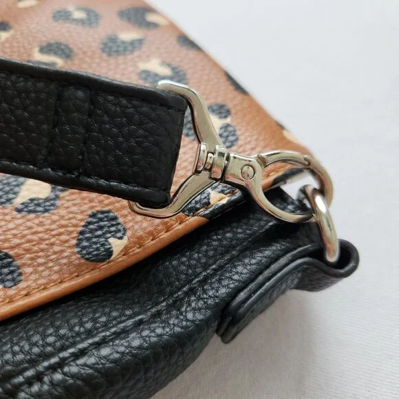 NEW Thirty One Leopard Print Black Faux Leather Shoulder Bag Purse Classy Glam - Picture 7 of 12